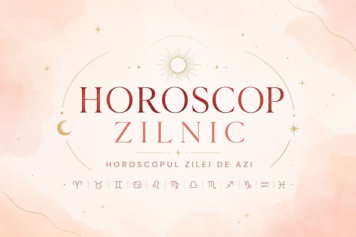 Banner horoscop zilnic cu simboluri zodiacale