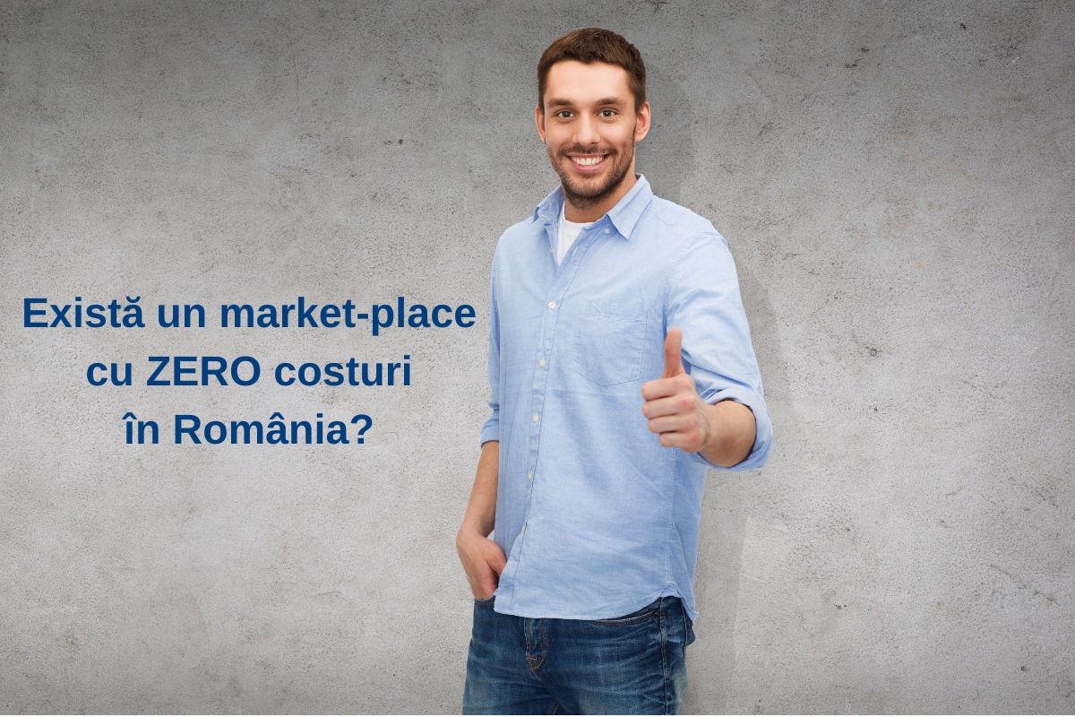 Bărbat zâmbind, semn de aprobare, mesaj marketplace zero costuri